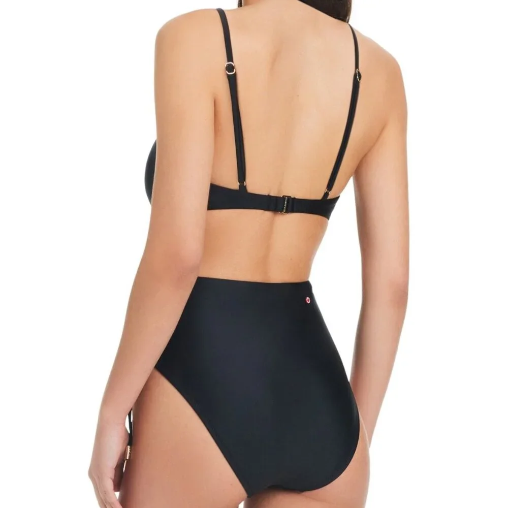 Red Carter Lace-up Cut-Out One-Piece Swimsuit